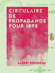 Circulaire de propagande pour 1892